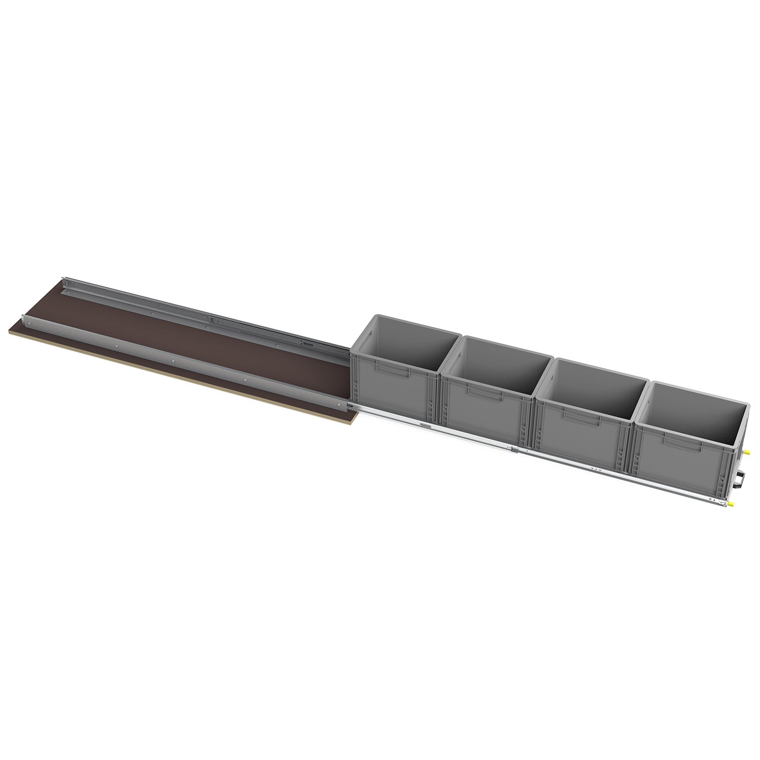 Heckauszug mit Montageprofilen und Eurobox Format 1600mm x 300mm von CamperXL.