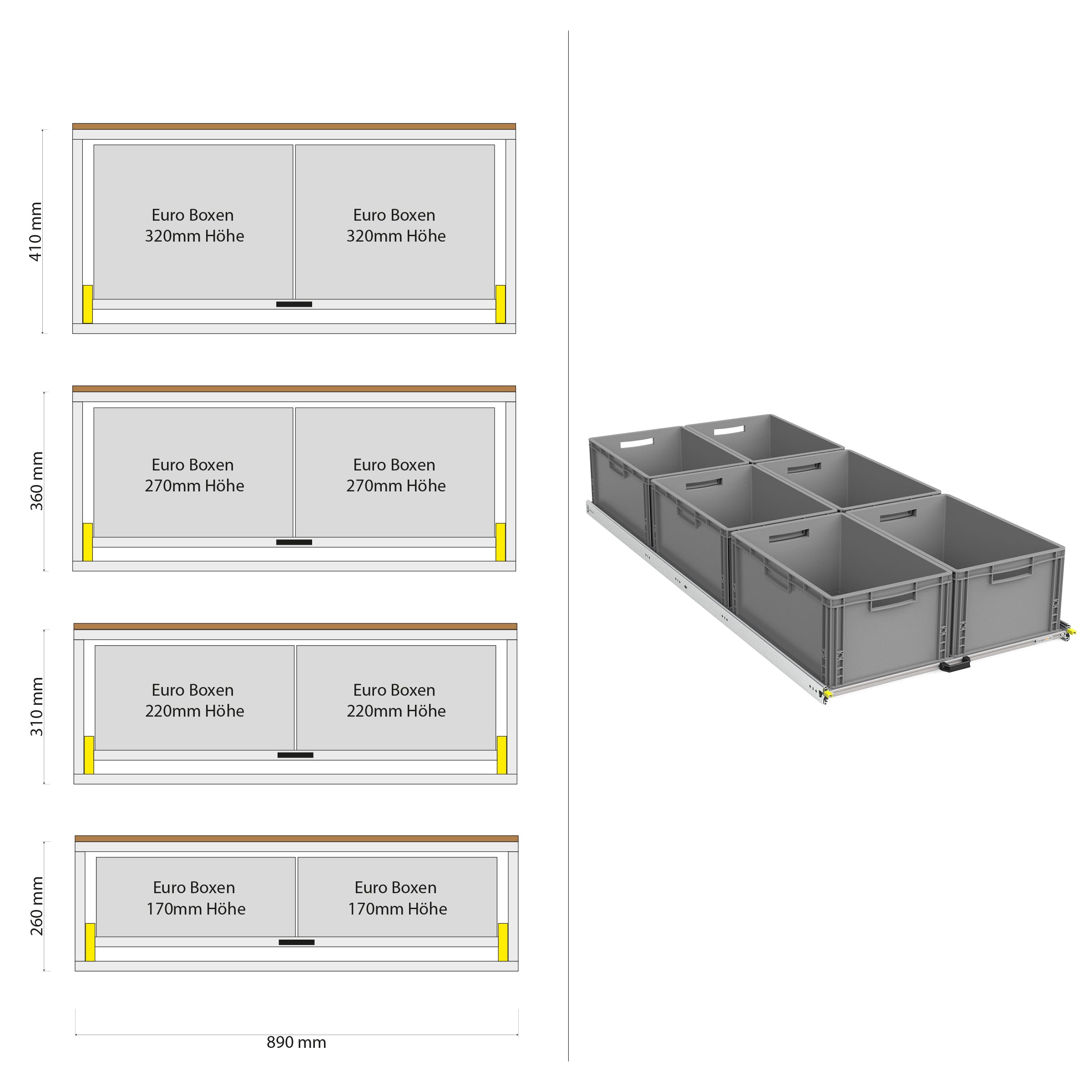 Bagudtræk til camper kassevogn med hylde 1200mm x 400mm