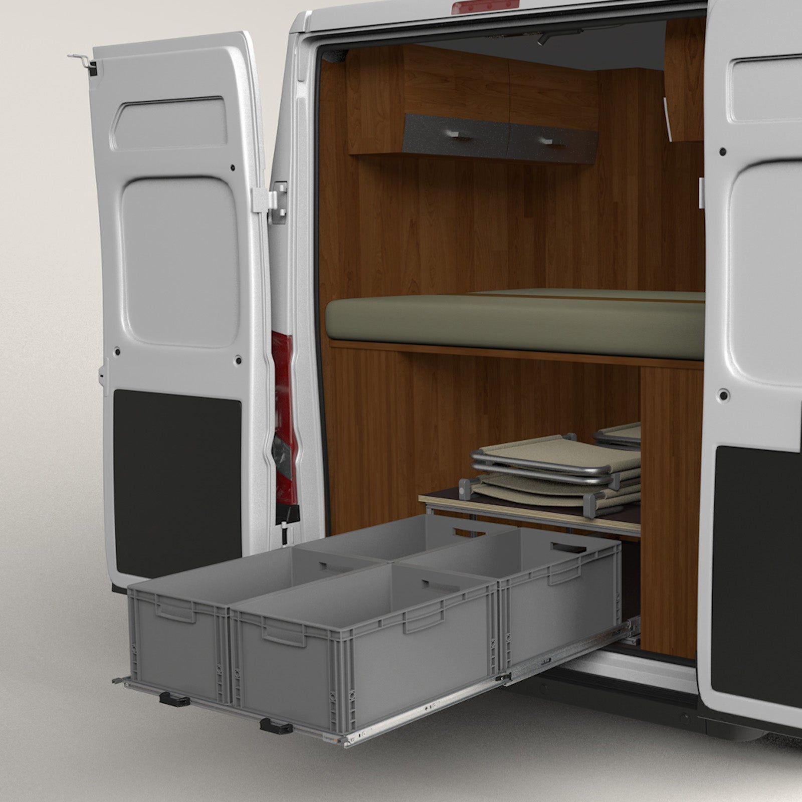 Rear pull-out camper van with shelf 1200mm x 800mm