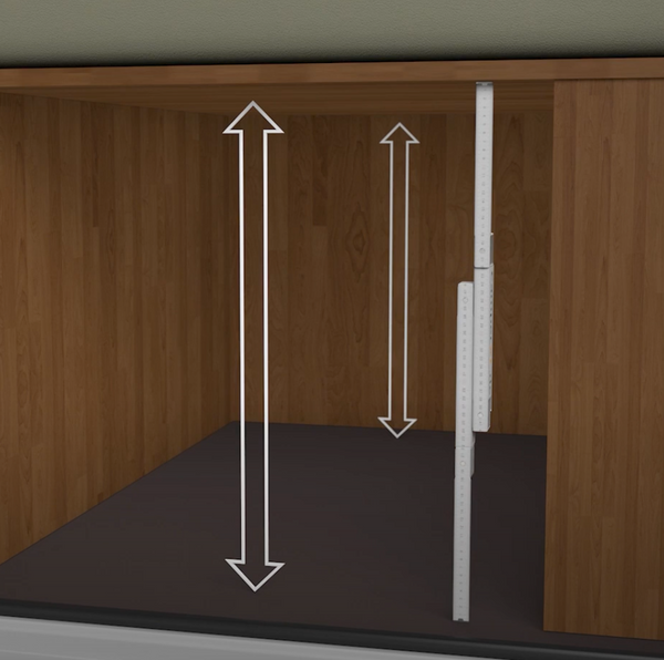 Mesurer du sol jusqu'au bord inférieur de la partie supérieure/étage.